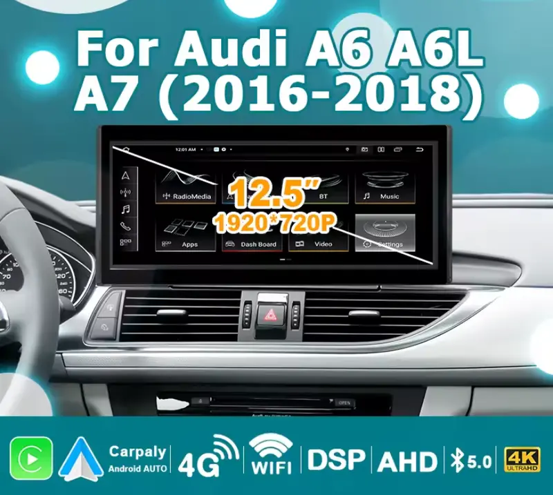 12.5'' 8Gb 256G Carplay 2 Din Android 14 For Audi A6 C7 A7 2012-2018 1