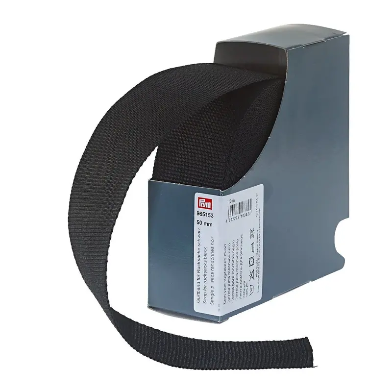 50Mm Wide Black Strapping For Rucksacks And Bags | 10M Rolls 1