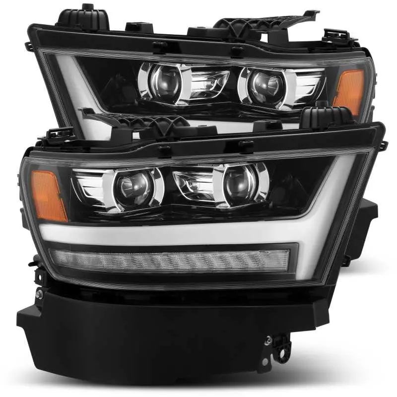 Alpharex 19-20 Dodge Ram 1500 Luxx Led Proj Headlights Plank Jet Blk W/Activ Light/Seq Signal/Drl 2