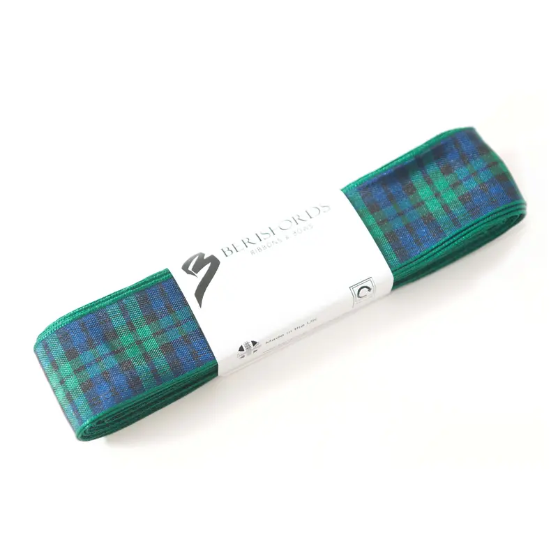 Berisfords 5M Pack Black Watch Tartan Ribbon 1