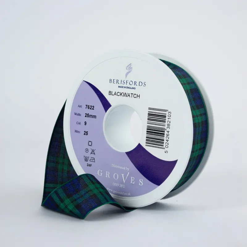 Berisfords Black Watch Tartan Ribbon 1