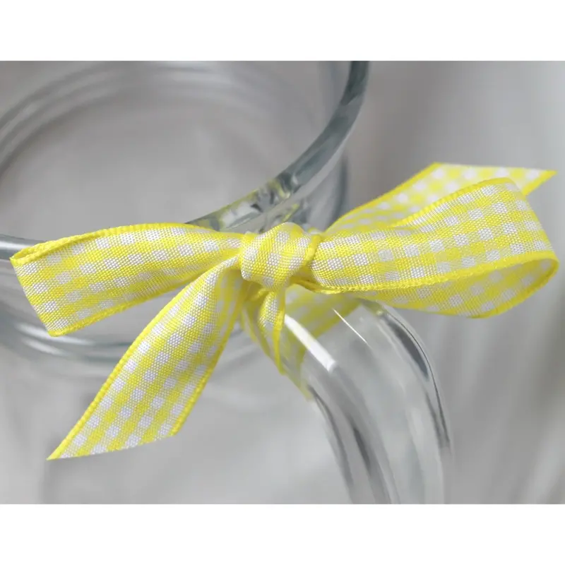 Berisfords Gingham Ribbon Lemon 2