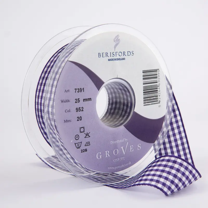 Berisfords Gingham Ribbon Liberty 20M Rolls 1