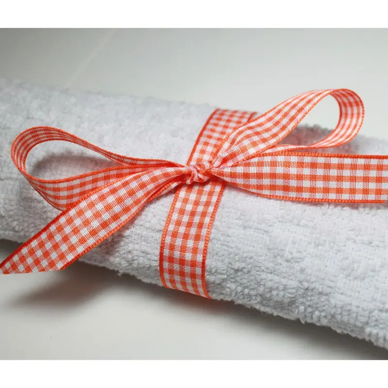 Berisfords Gingham Ribbon Orange 2