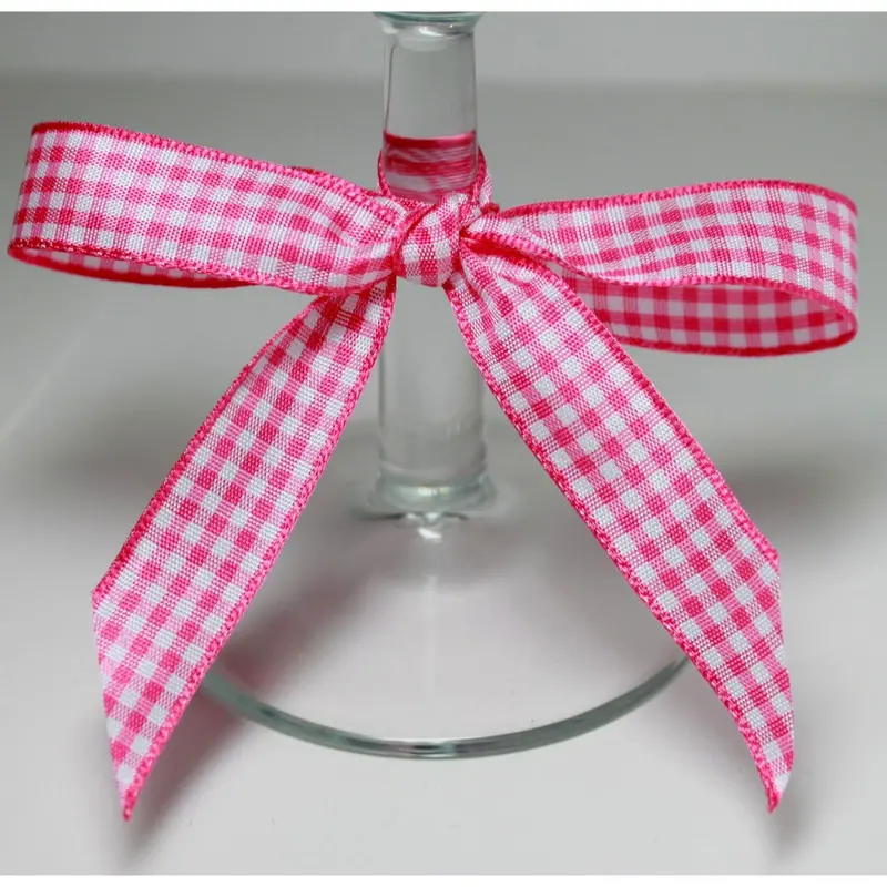 Berisfords Gingham Ribbon Shocking Pink 2