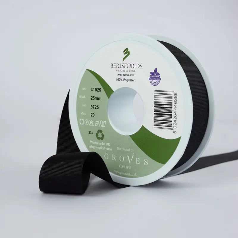Berisfords Grosgrain Ribbon - Black 1