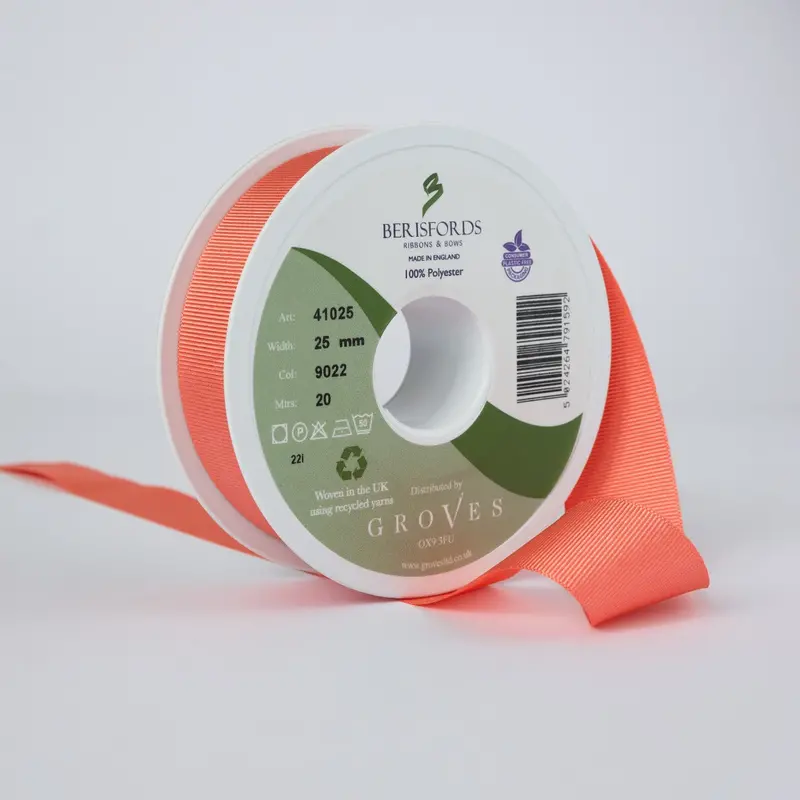 Berisfords Grosgrain Ribbon - Coral 1