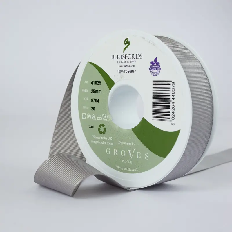 Berisfords Grosgrain Ribbon - Grey 1