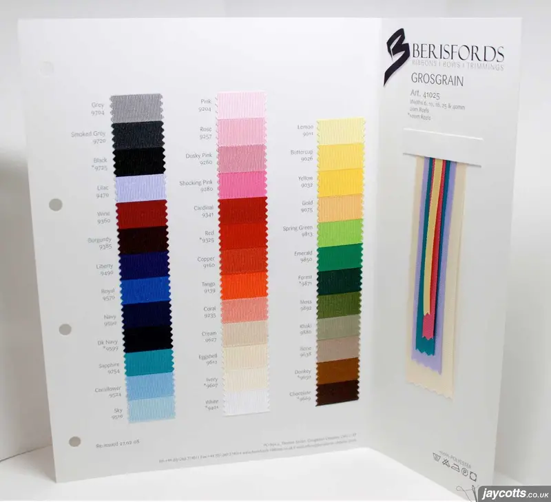 Berisfords Grosgrain Ribbon: Sample Card 1