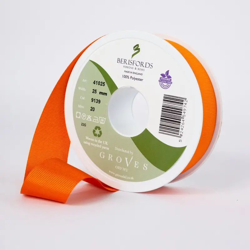 Berisfords Grosgrain Ribbon - Tangerine 1