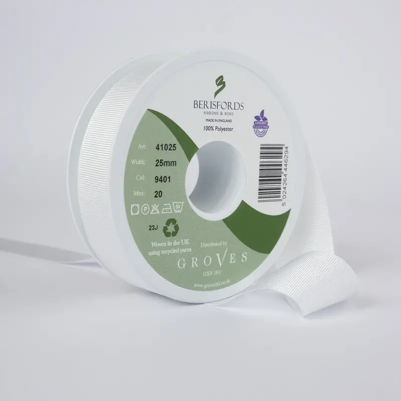 Berisfords Grosgrain Ribbon - White 1
