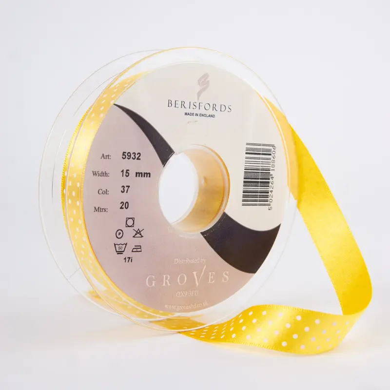 Berisfords Micro Dot Ribbon On 20M Rolls Gold 1