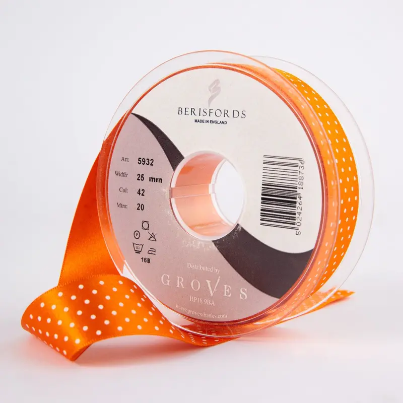 Berisfords Micro Dot Ribbon On 20M Rolls Orange Delight 1