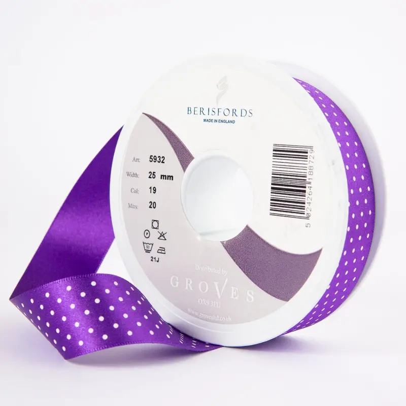 Berisfords Micro Dot Ribbon On 20M Rolls Purple 1