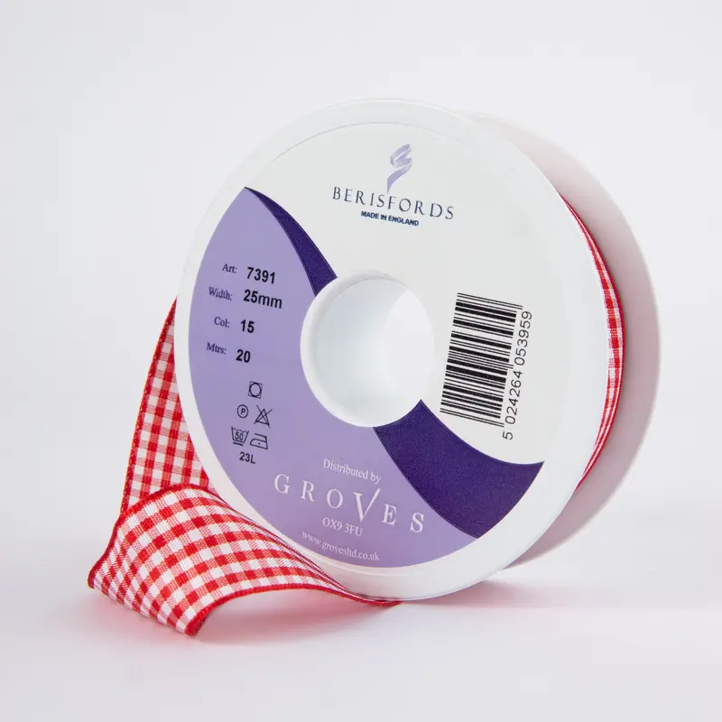 Berisfords Red Gingham Ribbon 1