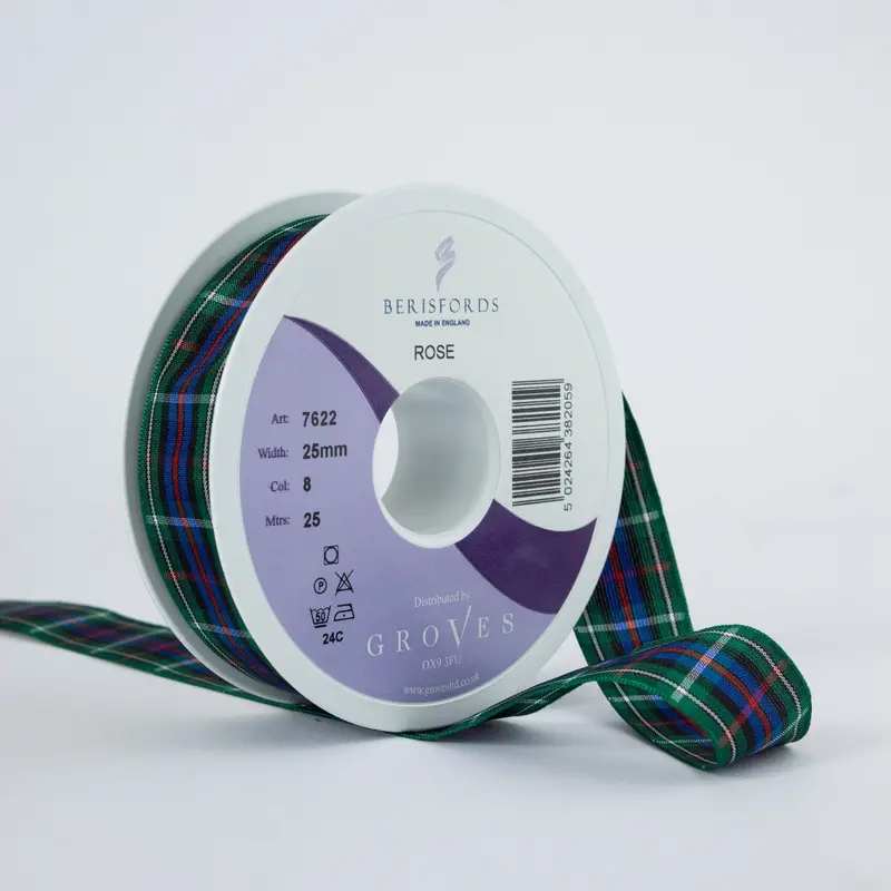 Berisfords Rose Tartan Ribbon 1