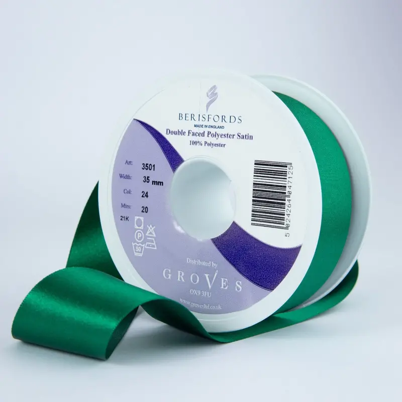 Berisfords Satin Ribbon, Bottle Green 1