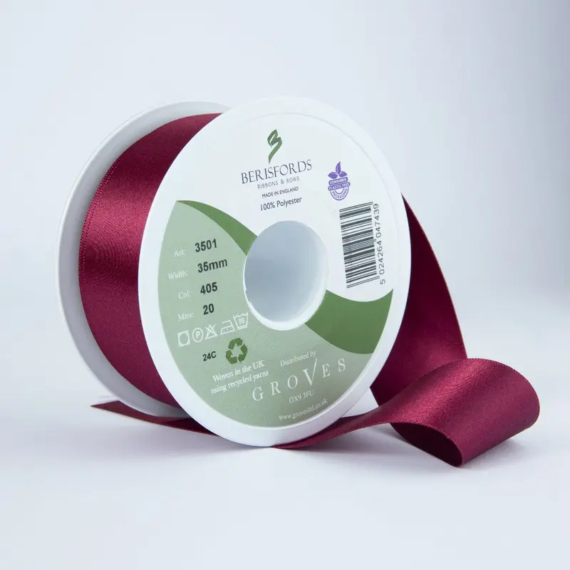 Berisfords Satin Ribbon, Burgundy 1