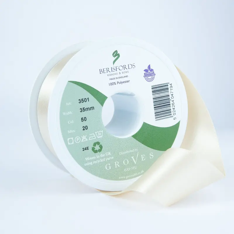 Berisfords Satin Ribbon, Cream 1