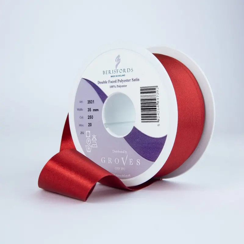 Berisfords Satin Ribbon, Deep Red 1
