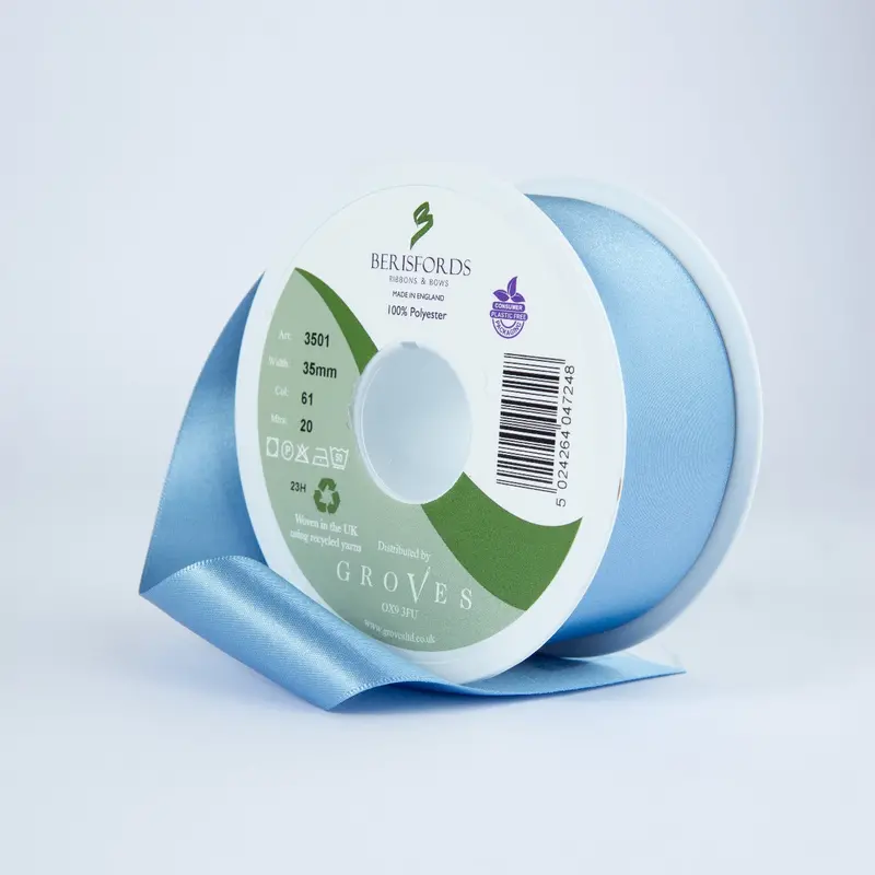 Berisfords Satin Ribbon, Dusky Blue 1