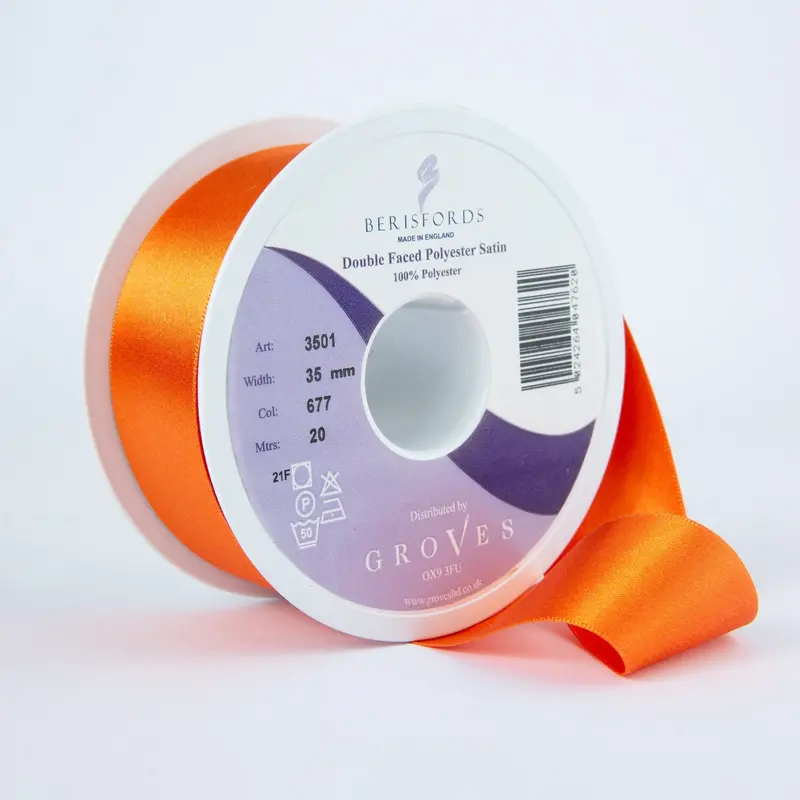 Berisfords Satin Ribbon, Flame 1