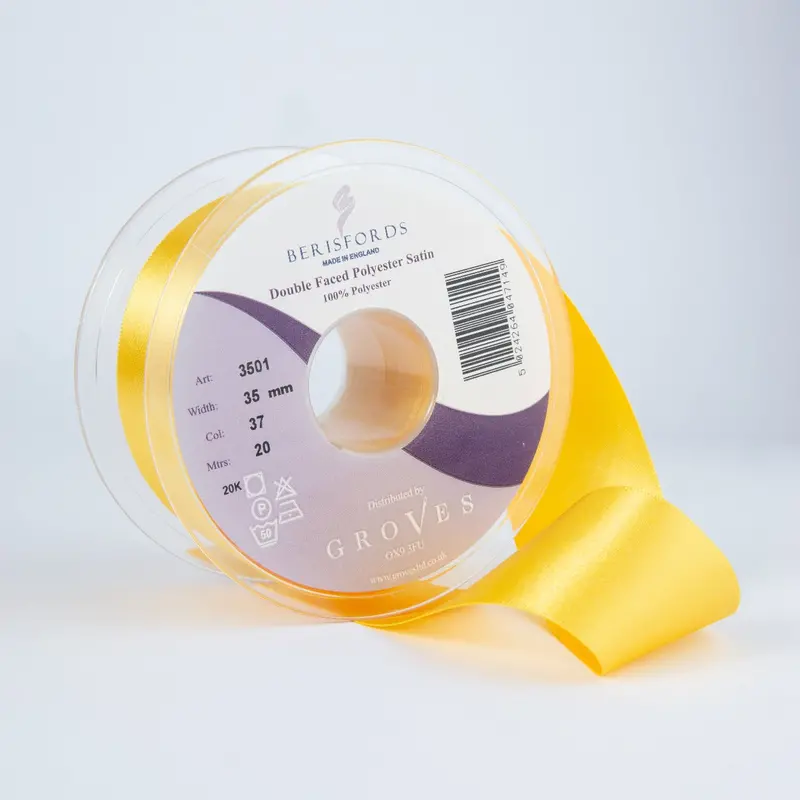 Berisfords Satin Ribbon, Golden Yellow 1