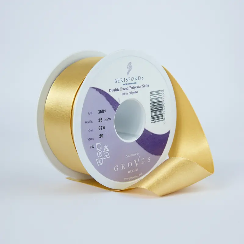 Berisfords Satin Ribbon, Honey Gold 1