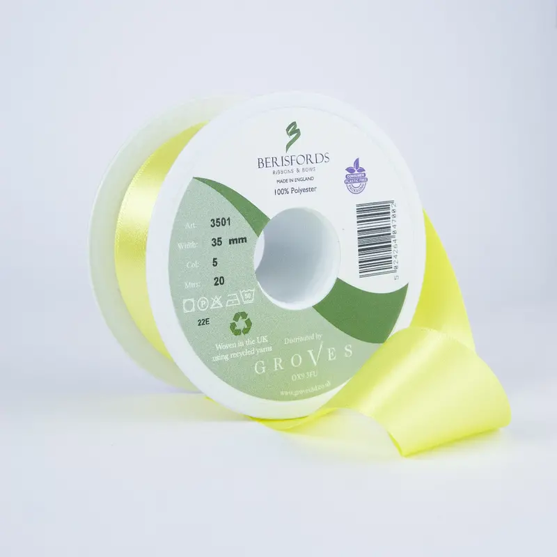 Berisfords Satin Ribbon, Lemon 1