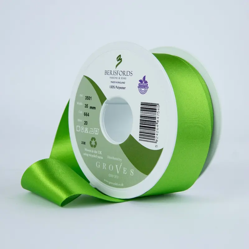 Berisfords Satin Ribbon, Meadow Green 1
