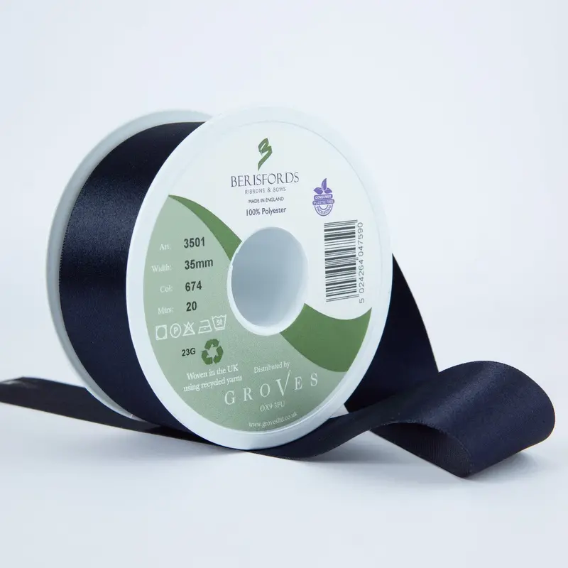 Berisfords Satin Ribbon, Midnight 1