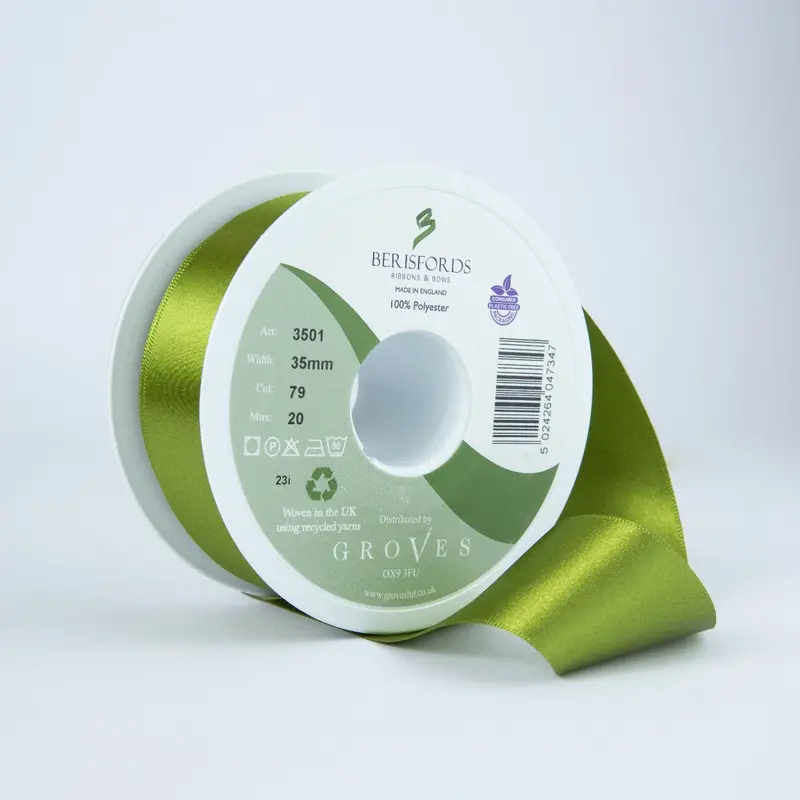 Berisfords Satin Ribbon, Moss 1