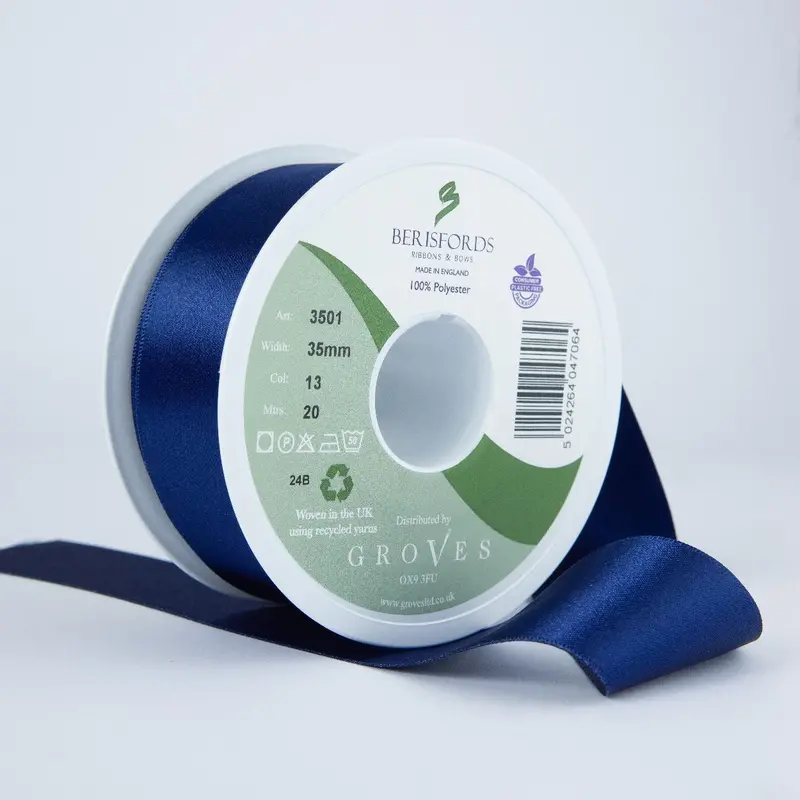 Berisfords Satin Ribbon, Navy 1