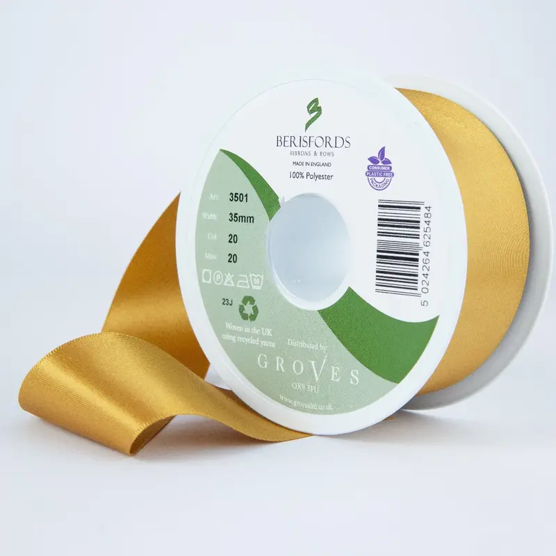 Berisfords Satin Ribbon, Old Gold 1