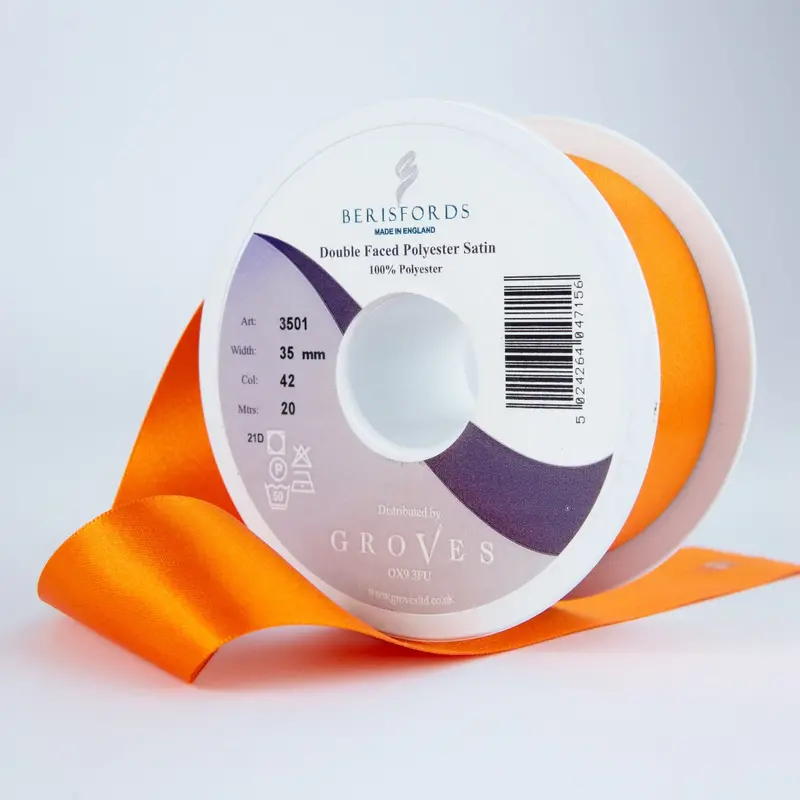 Berisfords Satin Ribbon, Orange Delight 1