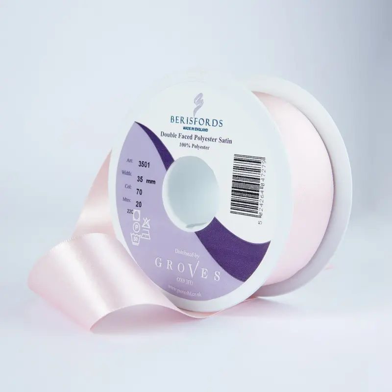 Berisfords Satin Ribbon, Pale Pink 1