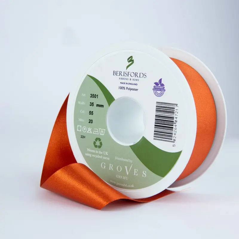 Berisfords Satin Ribbon, Rust Colour 1