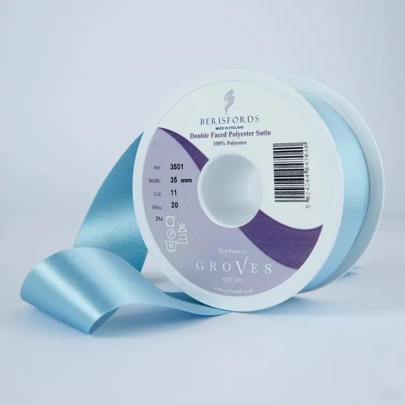 Berisfords Satin Ribbon, Saxe Blue 1
