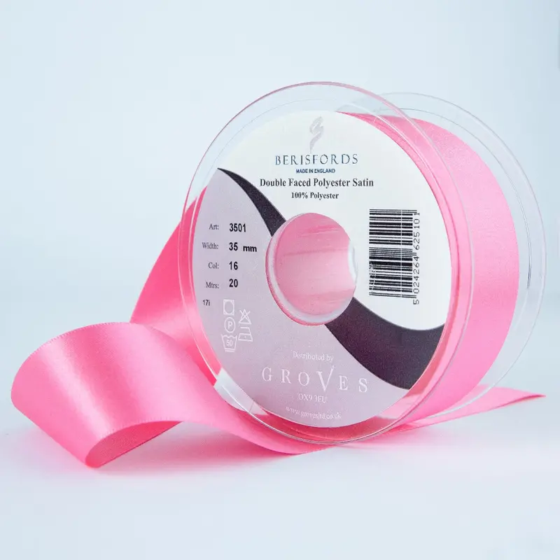 Berisfords Satin Ribbon, Sugar Pink 1