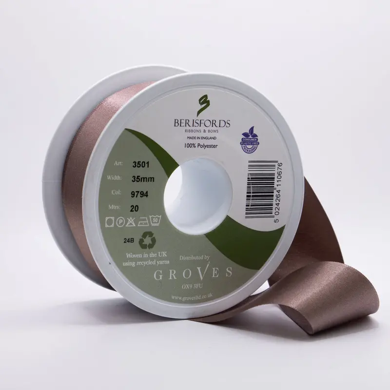 Berisfords Satin Ribbon, Taupe 1