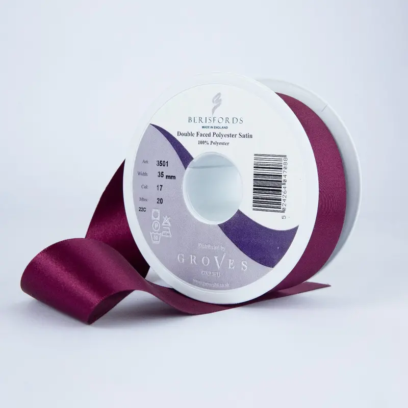 Berisfords Satin Ribbon, Wine 1