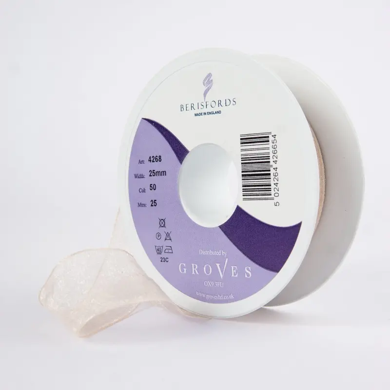 Berisfords Super Sheer Ribbon 25M - Cream 1