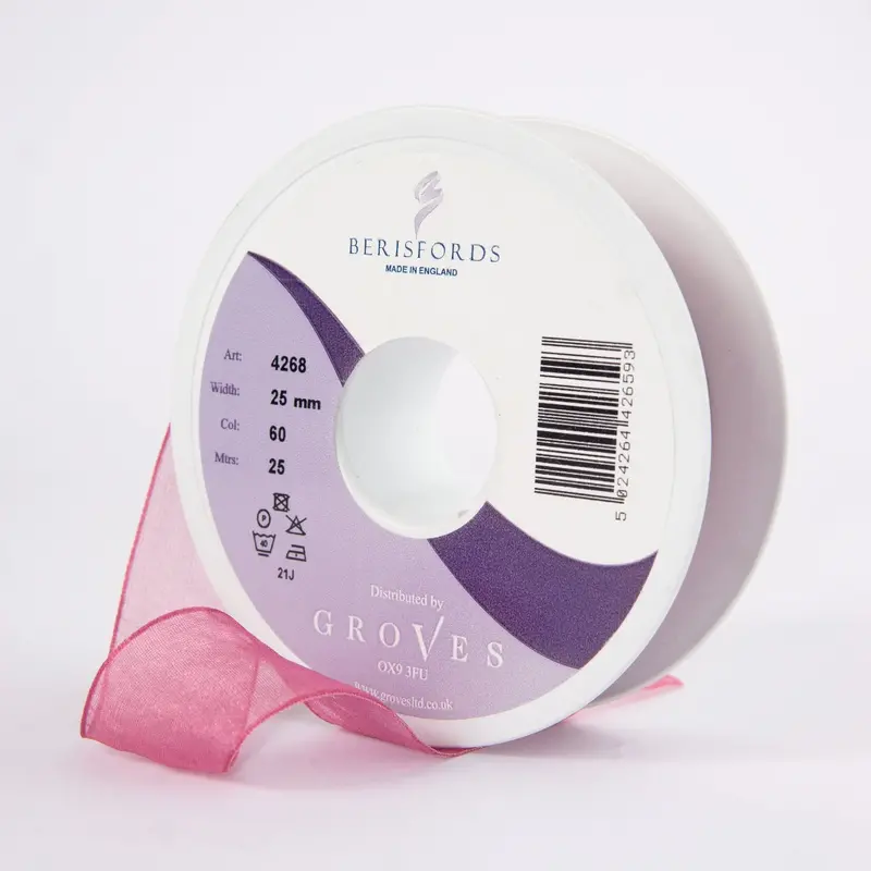 Berisfords Super Sheer Ribbon 25M - Dusky Pink 1