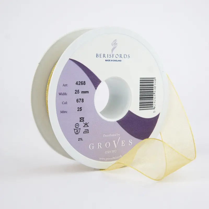 Berisfords Super Sheer Ribbon 25M - Honey Gold 1