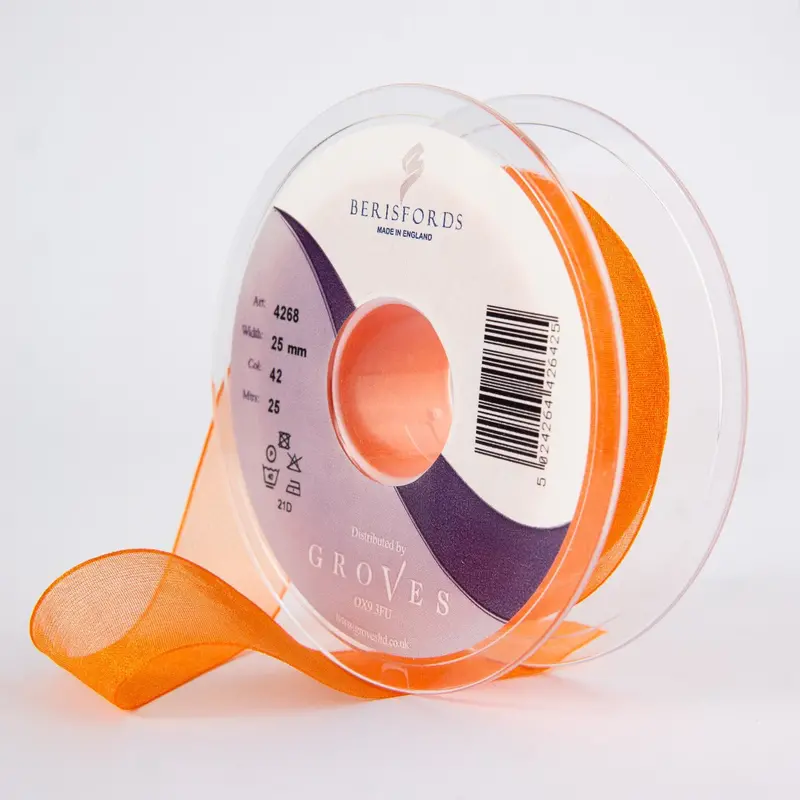 Berisfords Super Sheer Ribbon 25M - Orange 1