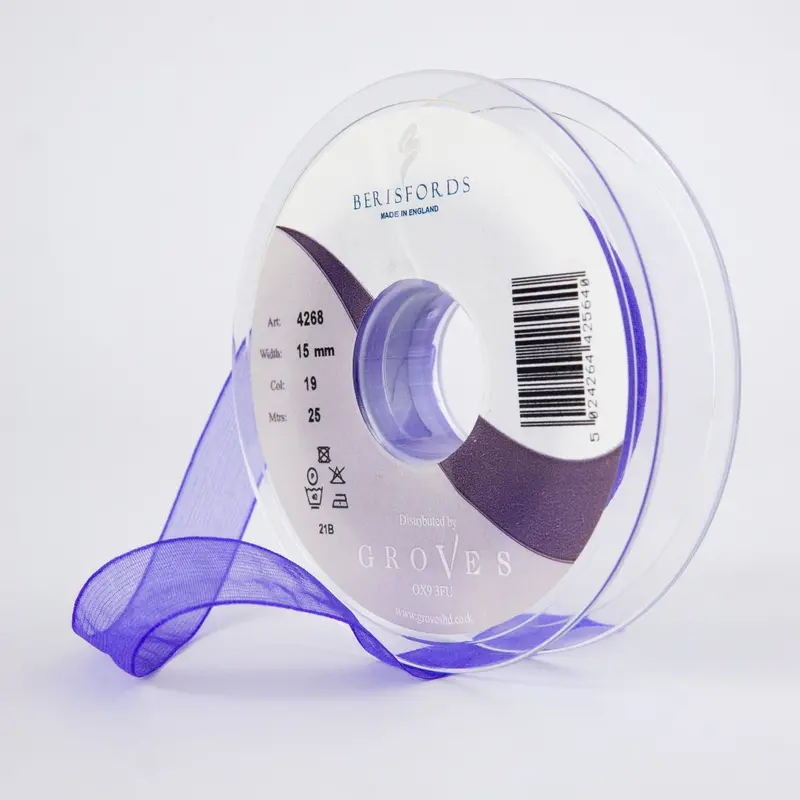 Berisfords Super Sheer Ribbon 25M - Purple 1