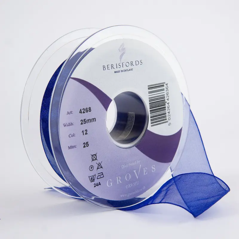 Berisfords Super Sheer Ribbon 25M - Royal Blue 1