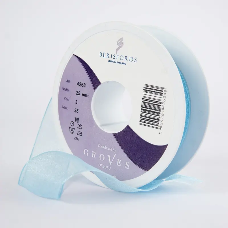 Berisfords Super Sheer Ribbon 25M - Sky Blue 1