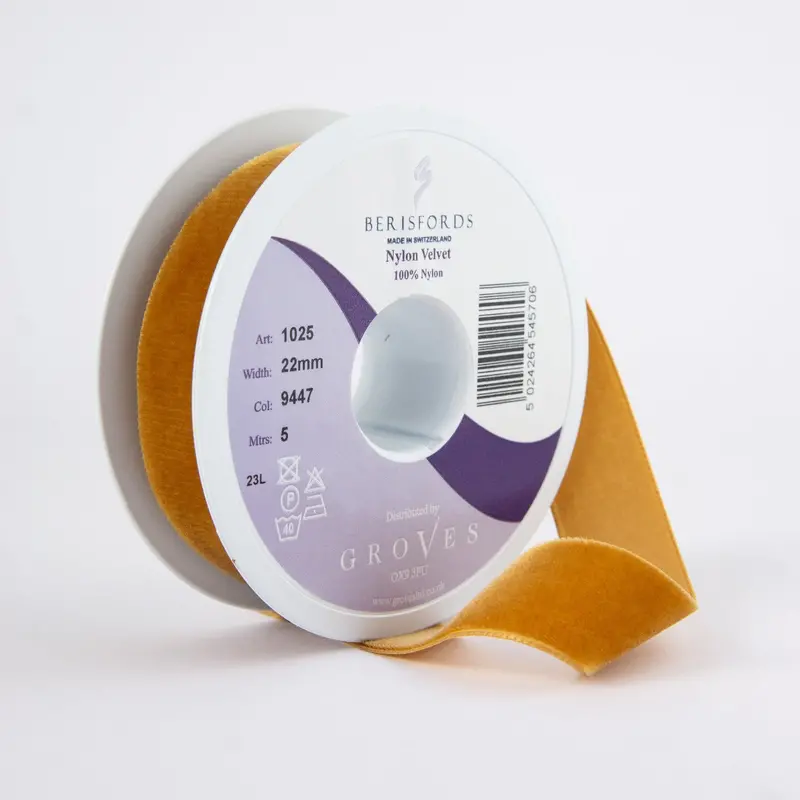 Berisfords Velvet Ribbon, Copper 1