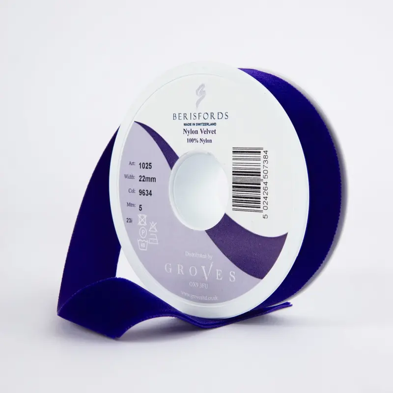 Berisfords Velvet Ribbon, Purple 1